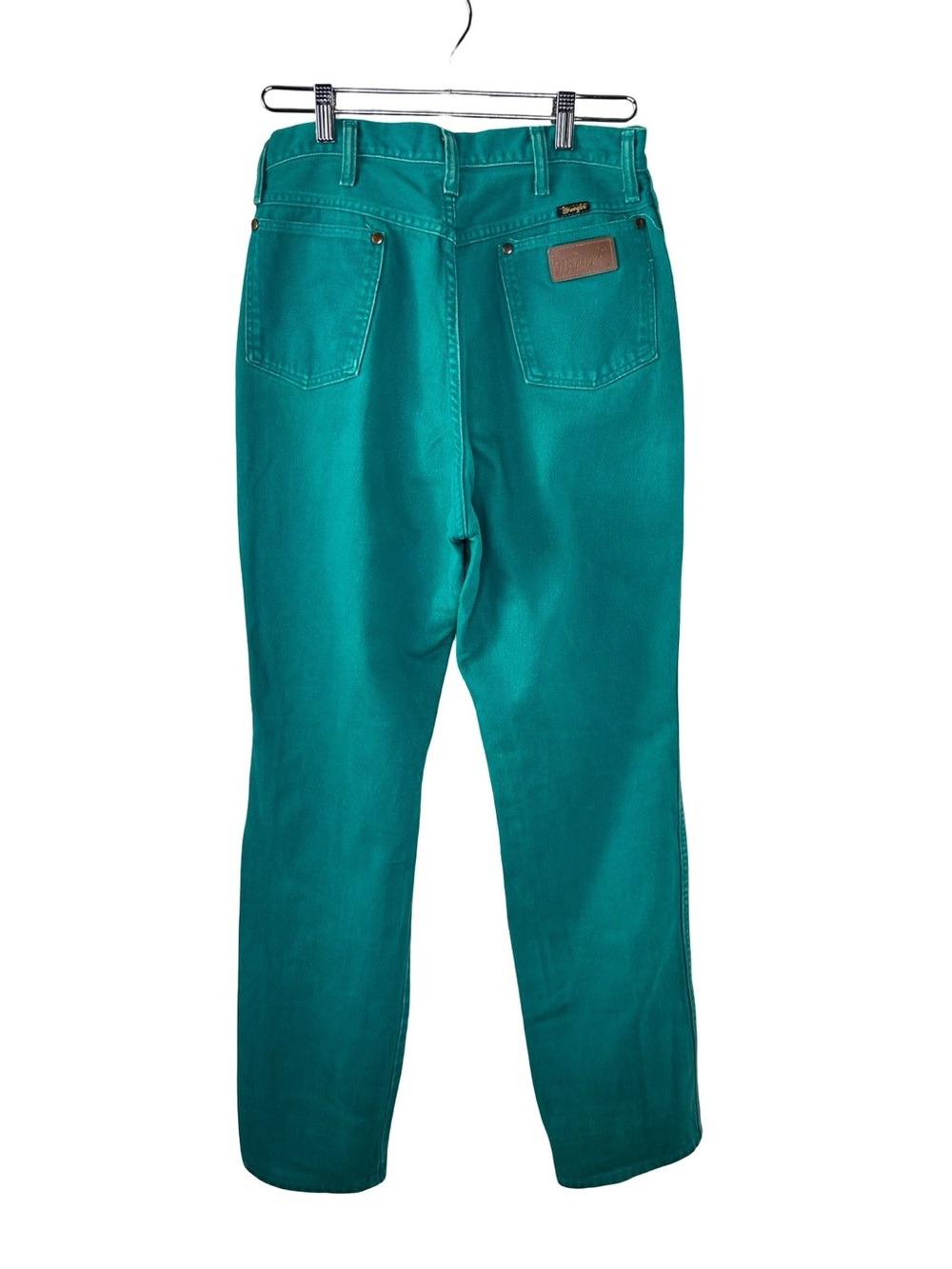 Vintage Wrangler High Rise Teal Jeans | Turquoise Straight Leg Denim - Picture 5 of 6